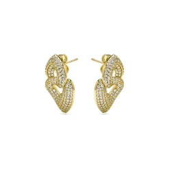 Pendientes acabado oro amarillo de 18k y Circonita Brillante - Goyio
