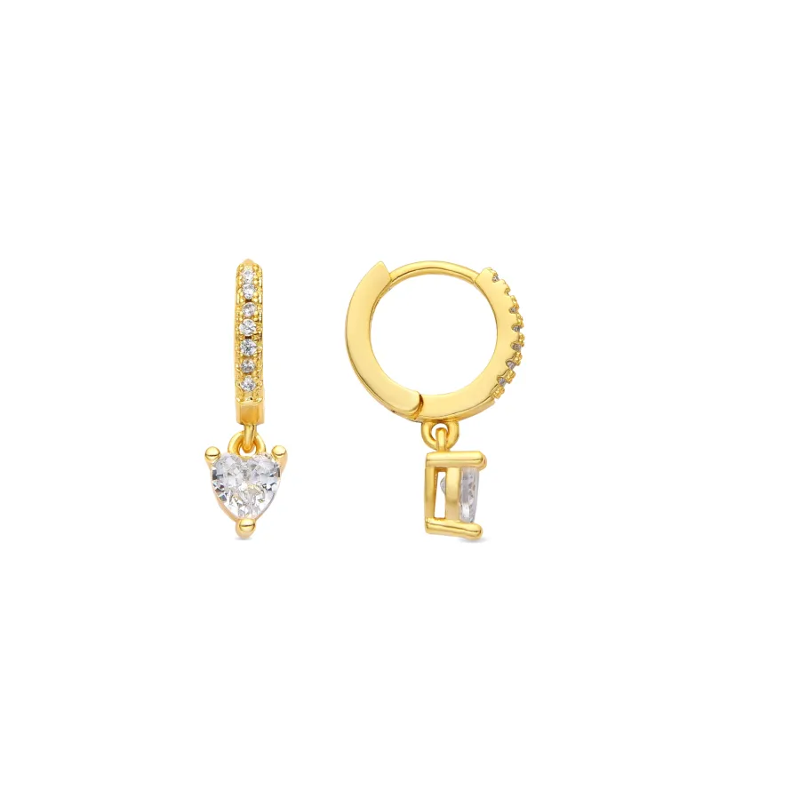 Pendientes acabado oro amarillo de 18k y Circonita Brillante - Drasa