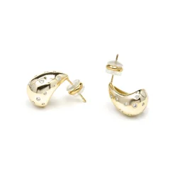 Pendientes acabado oro amarillo de 18k y Circonita Brillante - Obow