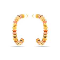 Pendientes acabado oro amarillo de 18k y Multicolor Piedra Natural - Onisu