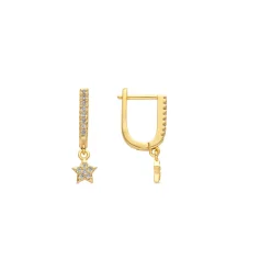 Pendientes acabado oro amarillo de 18k y Circonita Brillante - Sasai
