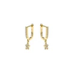 Pendientes acabado oro amarillo de 18k y Circonita Brillante - Sasai
