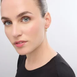 Pendientes acabado oro amarillo de 18k y Circonita Brillante - Yacoss