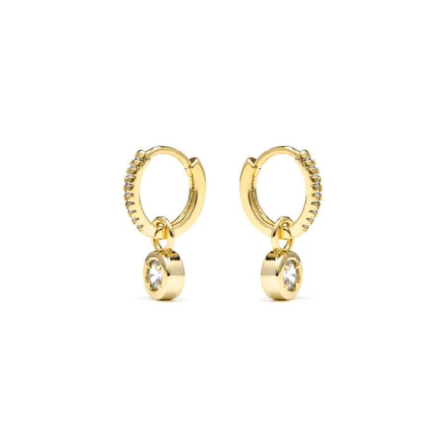 Pendientes acabado oro amarillo de 18k y Circonita Brillante - Yacoss