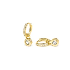 Pendientes acabado oro amarillo de 18k y Circonita Brillante - Yacoss