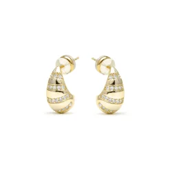 Pendientes acabado oro amarillo de 18k y Circonita Brillante - Thora