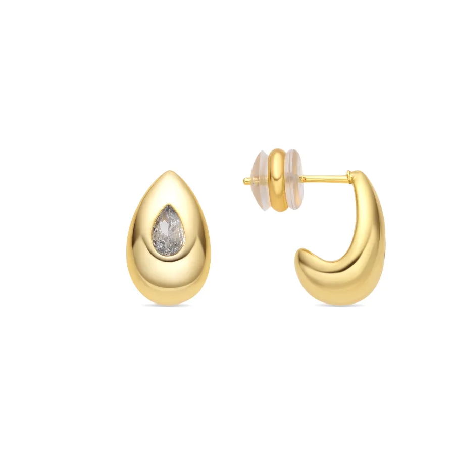 Pendientes acabado oro amarillo de 18k y Circonita Brillante - Garai