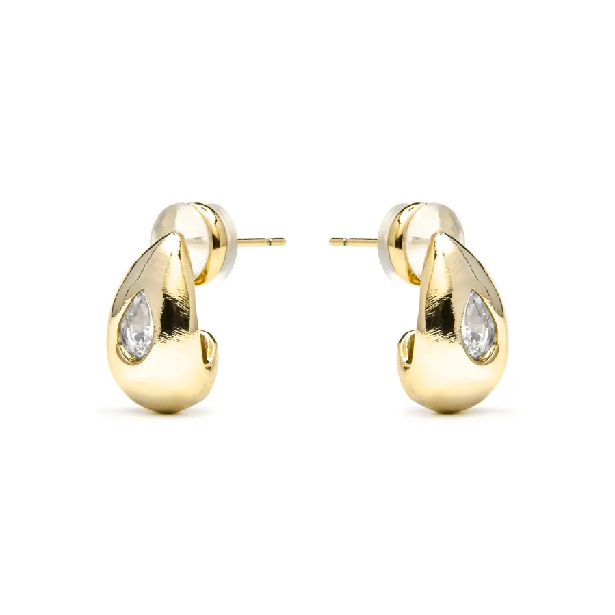 Pendientes acabado oro amarillo de 18k y Circonita Brillante - Garai