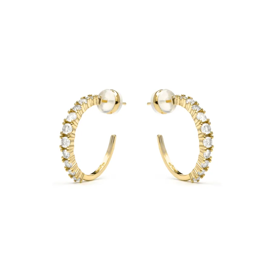 Pendientes acabado oro amarillo de 18k y Circonita Brillante - Remil