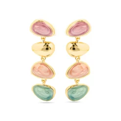 Pendientes acabado oro amarillo de 18k y Lacado Multicolor - Bolhy