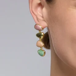Pendientes acabado oro amarillo de 18k y Lacado Multicolor - Bolhy