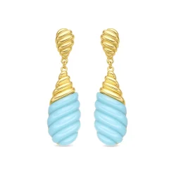 Pendientes acabado oro amarillo de 18k y Resina Azul - Rawil
