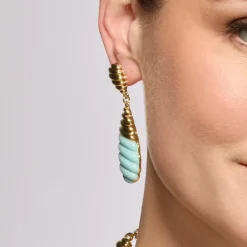 Pendientes acabado oro amarillo de 18k y Resina Azul - Rawil