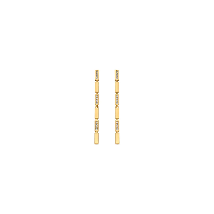 Pendientes acabado oro amarillo de 18k y Circonita Brillante - Viata