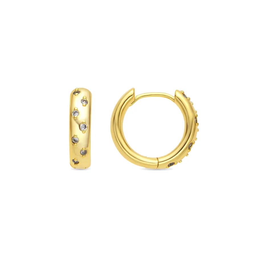 Pendientes acabado oro amarillo de 18k y Circonita Brillante - Yase