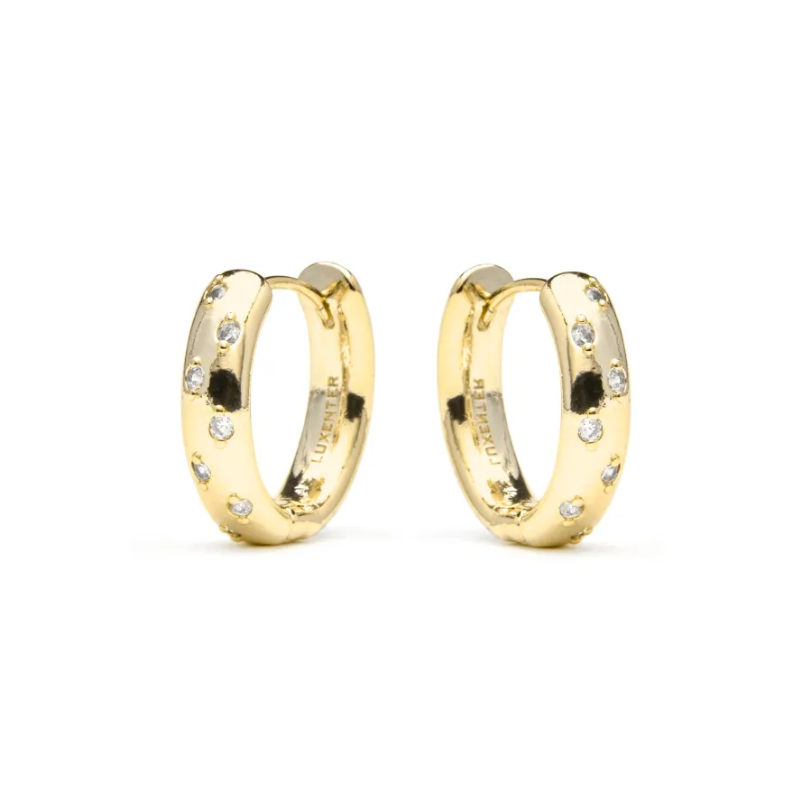 Pendientes acabado oro amarillo de 18k y Circonita Brillante - Yase