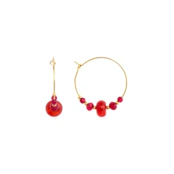Pendientes acabado oro amarillo de 18k y Jade Rojo - Rahay