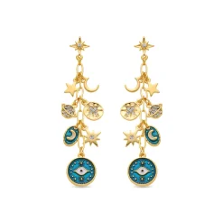 Pendientes acabado oro amarillo de 18k y Resina Azul - Wiwik