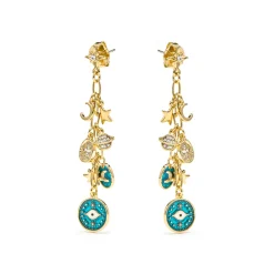 Pendientes acabado oro amarillo de 18k y Resina Azul - Wiwik