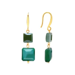 Pendientes acabado oro amarillo de 18k y Cristal Verde - Yasba