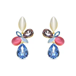 Pendientes acabado oro amarillo de 18k y Cristal Multicolor - Kaya