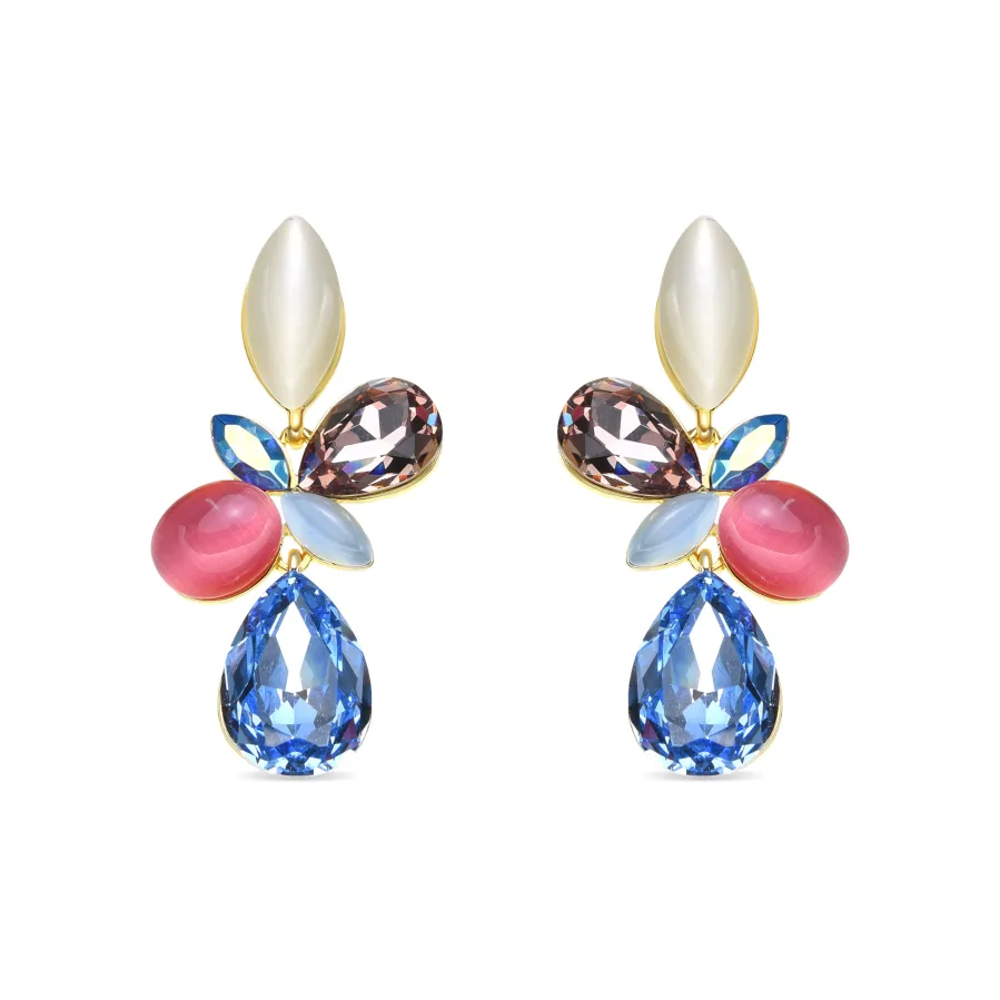 Pendientes acabado oro amarillo de 18k y Cristal Multicolor - Kaya