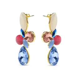 Pendientes acabado oro amarillo de 18k y Cristal Multicolor - Kaya