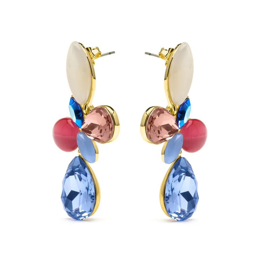 Pendientes acabado oro amarillo de 18k y Cristal Multicolor - Kaya