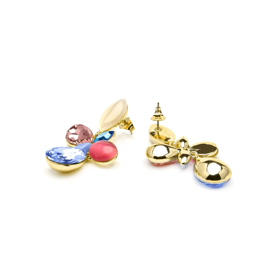 Pendientes acabado oro amarillo de 18k y Cristal Multicolor - Kaya