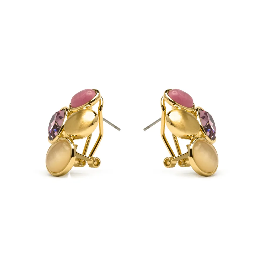 Pendientes acabado oro amarillo de 18k y Cristal Multicolor - Sionu
