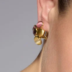 Pendientes acabado oro amarillo de 18k y Cristal Multicolor - Sionu