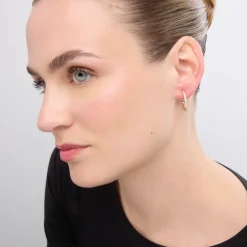 Pendientes acabado oro amarillo de 18k y Circonita Brillante - Azar