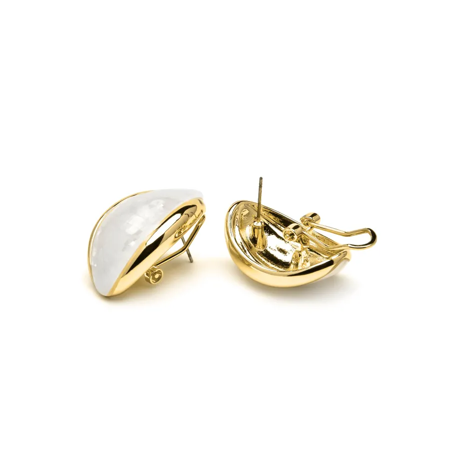 Pendientes acabado oro amarillo de 18k y Madreperla Blanca - Lingo