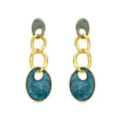 Pendientes acabado oro amarillo de 18k y Lacado Azul - Makan