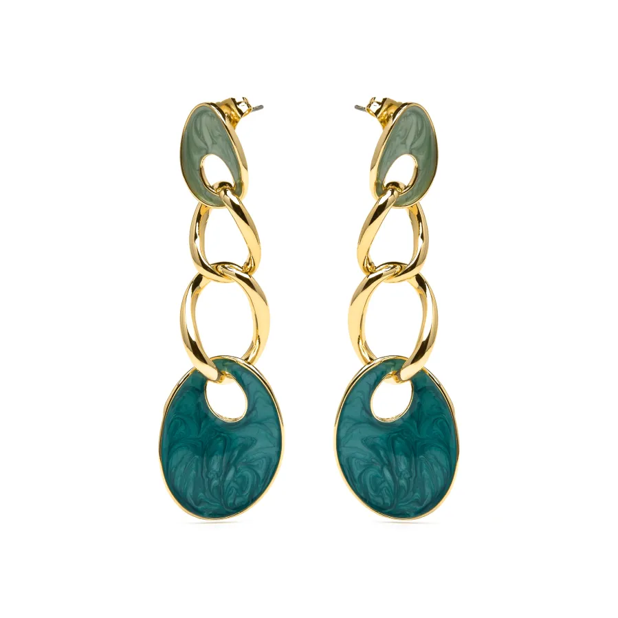 Pendientes acabado oro amarillo de 18k y Lacado Azul - Makan