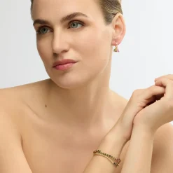 Pendientes acabado oro amarillo de 18k y Multicolor Piedra Natural - Onisu