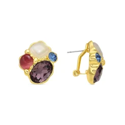 Pendientes acabado oro amarillo de 18k y Cristal Morado - Nedla
