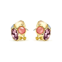 Pendientes acabado oro amarillo de 18k y Cristal Morado - Nedla