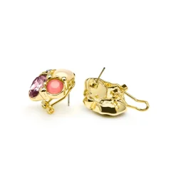 Pendientes acabado oro amarillo de 18k y Cristal Morado - Nedla