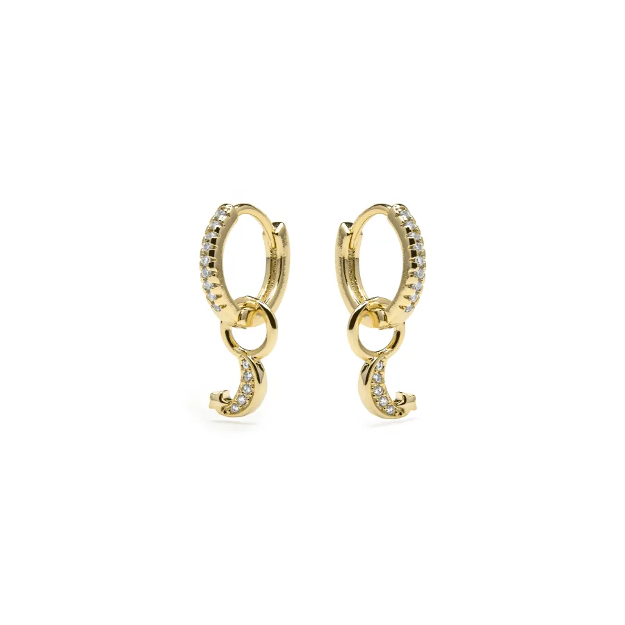 Pendientes acabado oro amarillo de 18k y Circonita Brillante - Lingma
