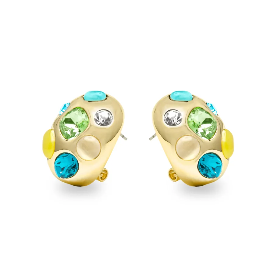 Pendientes acabado oro amarillo de 18k y Cristal Multicolor - Alik