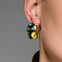 Pendientes acabado oro amarillo de 18k y Cristal Multicolor - Alik