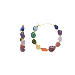 Pendientes acabado oro amarillo de 18k y Multicolor Piedra Natural - Umavi