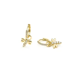 Pendientes acabado oro amarillo de 18k y Circonita Brillante - Jukel