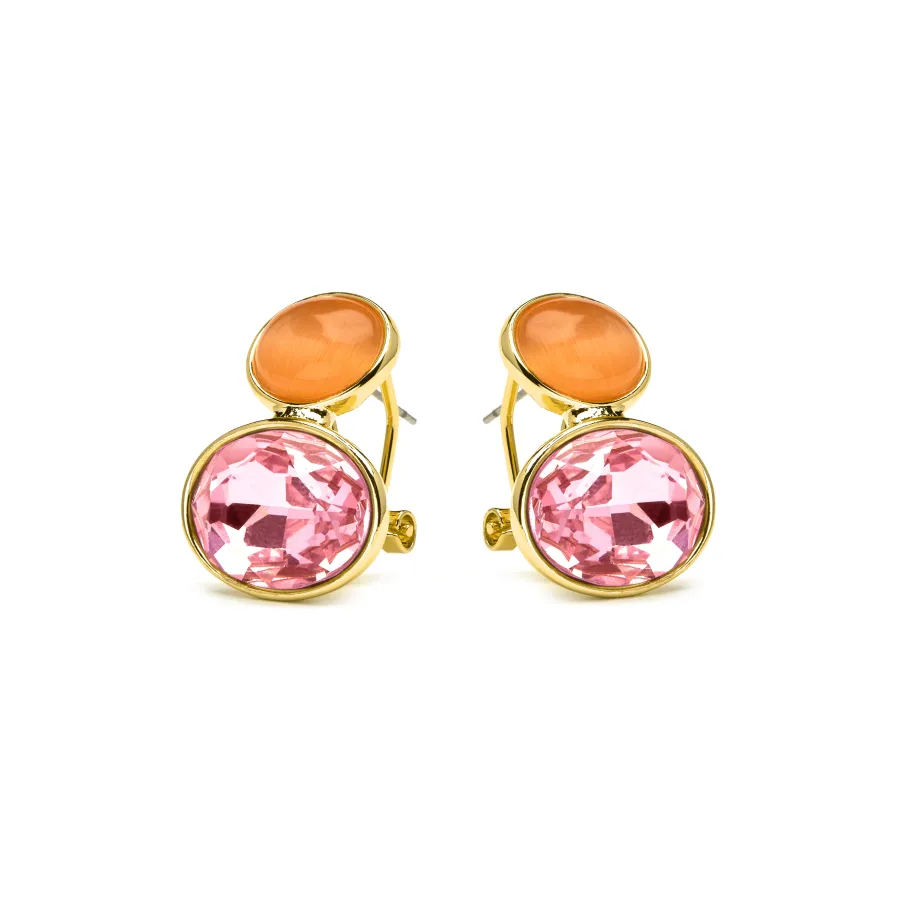 Pendientes acabado oro amarillo de 18k y Cristal Morado - Sigro
