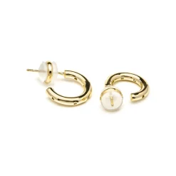 Pendientes acabado oro amarillo de 18k y Circonita Brillante - Sisah