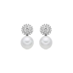 Pendientes acabado plata y Perla Blanca - Zioka