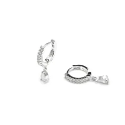Pendientes acabado plata y Circonita Brillante - Laade