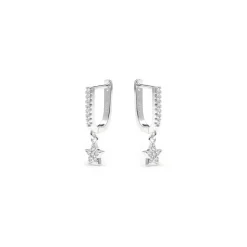 Pendientes acabado plata y Circonita Brillante - Sasai