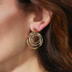 Pendientes acabados en oro amarillo 18K - Ushdao